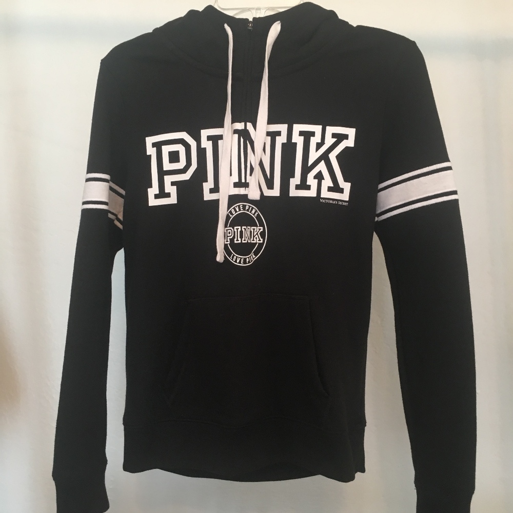 Pink Black and White Half Zip